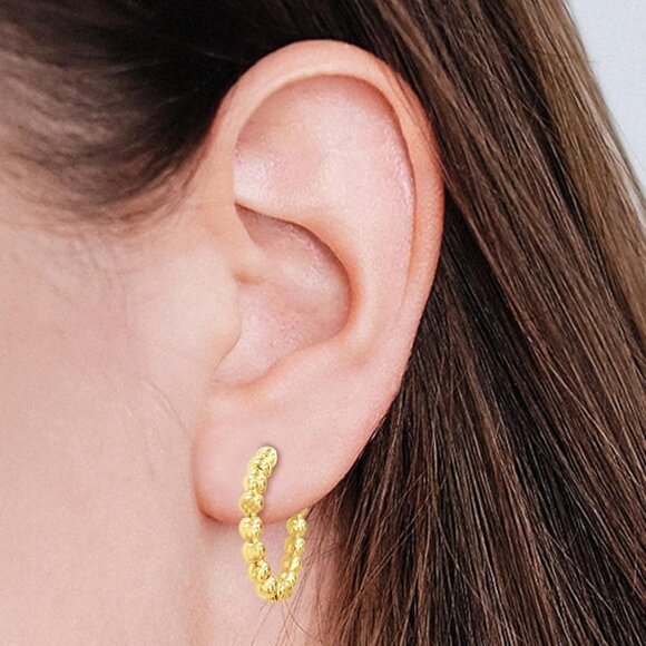 18K Gold Plated Huggie Hoop Earrings Hypoallergenic Lightweight Jewelry - Picture 7 of 7